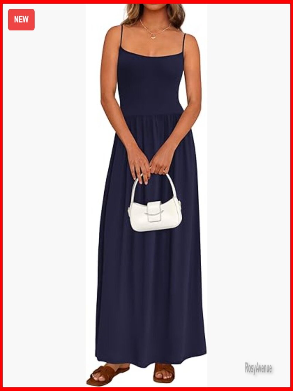 Spaghetti Strap Maxi Dress with Pockets, Lightweight Knit, Casual Summer Beach